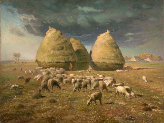 ジャン＝フランソワ・ミレー - 干し草の山、秋 1874 年頃 美術館品質の