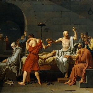 Jacques-Louis David - The Death of Socrates (1787) Museum Quality Rolled Oil Painting Reproduction (D4060)