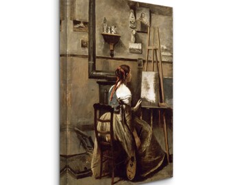 カミーユ・コロー - コローのアトリエ (c1873) 美術館品質のロールド