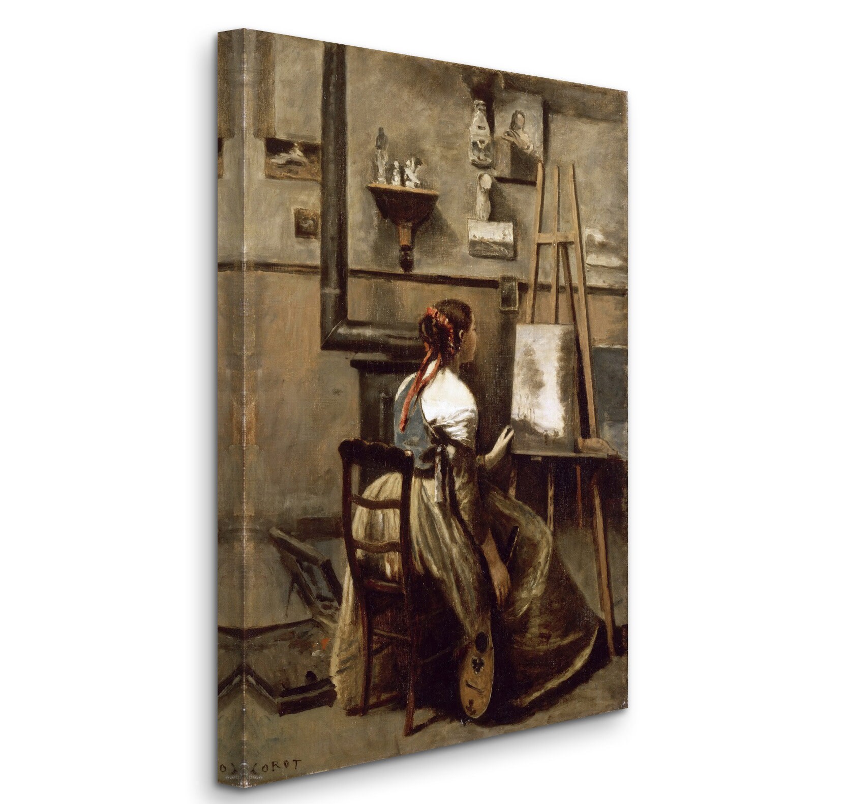 カミーユ・コロー - コローのアトリエ (c1873) 美術館品質のロールド