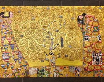 グスタフ・クリムト「生命の樹」複製油絵キャンバス、金色