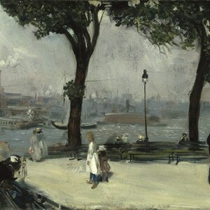 William Glackens - East River Park, ca. 1902, reproductie van gerold olieverfschilderij van museumkwaliteit (D5060)