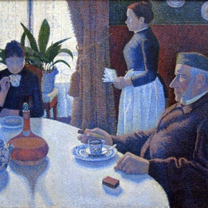 Paul Signac - Breakfast 1886 Museum Quality Rolled Oil Painting Reproduction (D4560)
