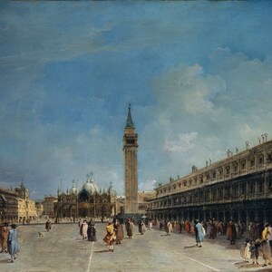 Francesco Guardi - The Piazza San Marco 1750s Museum Quality Rolled Oil Painting Reproduction (D5060)