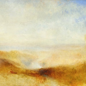 Joseph Mallord William Turner - Landscape with River and a Bay in the Far Background Museum Quality Rolled Oil Painting Reproduction (D4560)