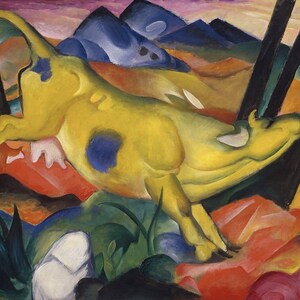 Franz Marc - Yellow Cow 1911 Museum Quality Rolled Oil Painting Reproduction (D4560)