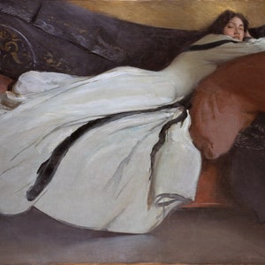 John White Alexander - Repose 1895 Museum Quality Rolled Oil Painting Reproduction (D5060)
