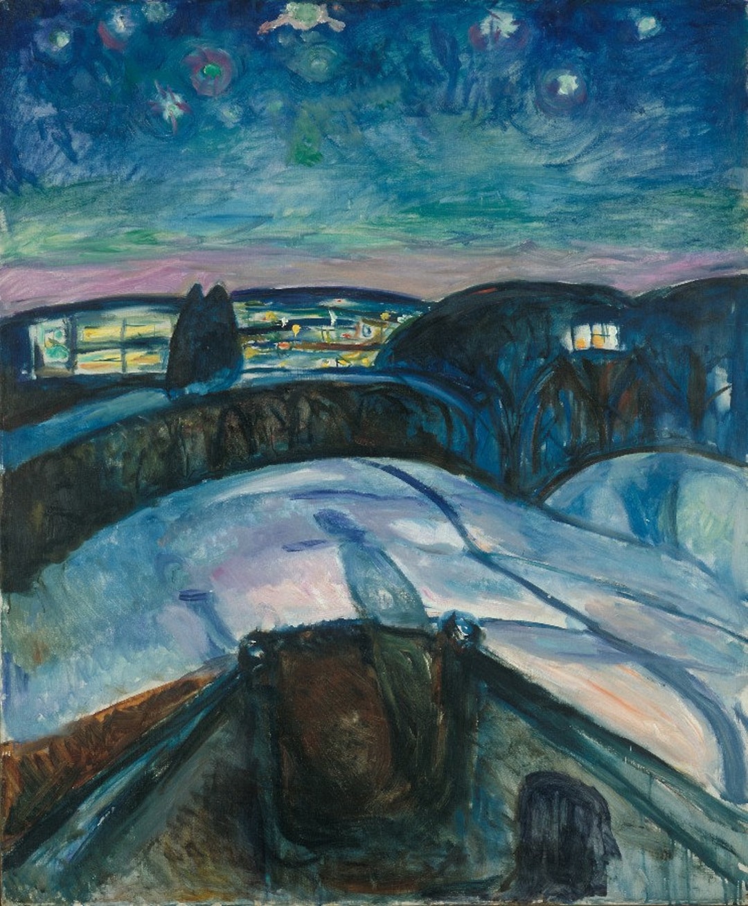 エドヴァルド・ムンク 「星月夜」 複製画 エドヴァルド・ムンク『星月夜』（1922-1924）美術館品質のロールド
