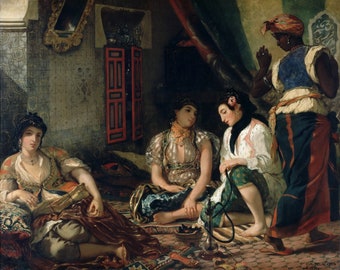 Eugène Delacroix - Frauen von Algier in ihrer Wohnung 1834 Museum Qualität Ölgemälde Reproduktion (D5060)