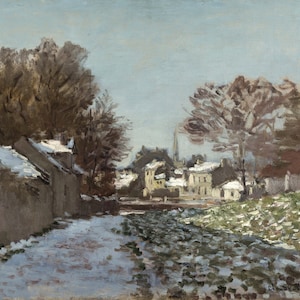 Claude Monet - Snow at Argenteuil c1874-75 Museum Quality Rolled Oil Painting Reproduction (D4560)