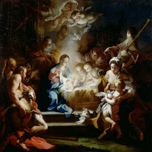 Sebastiano Conca - Adoración de los pastores 1720 Reproducción de pintura al óleo pintada a mano con calidad de museo (D50)
