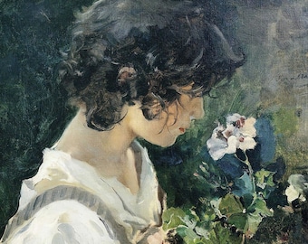 花を持つイタリアの少女 - ホアキン・ソローリャ・イ・バスティーダ