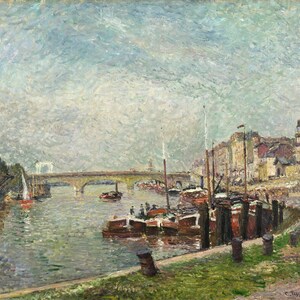 Camille Pissarro - Quai Napoléon, Rouen 1883 Museum Quality Rolled Oil Painting Reproduction (D5060)