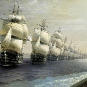 Ivan Aivazovsky - Parade of the Black Sea Fleet 1886 Museum Quality Rolled Oil Painting Reproduction (D3560)