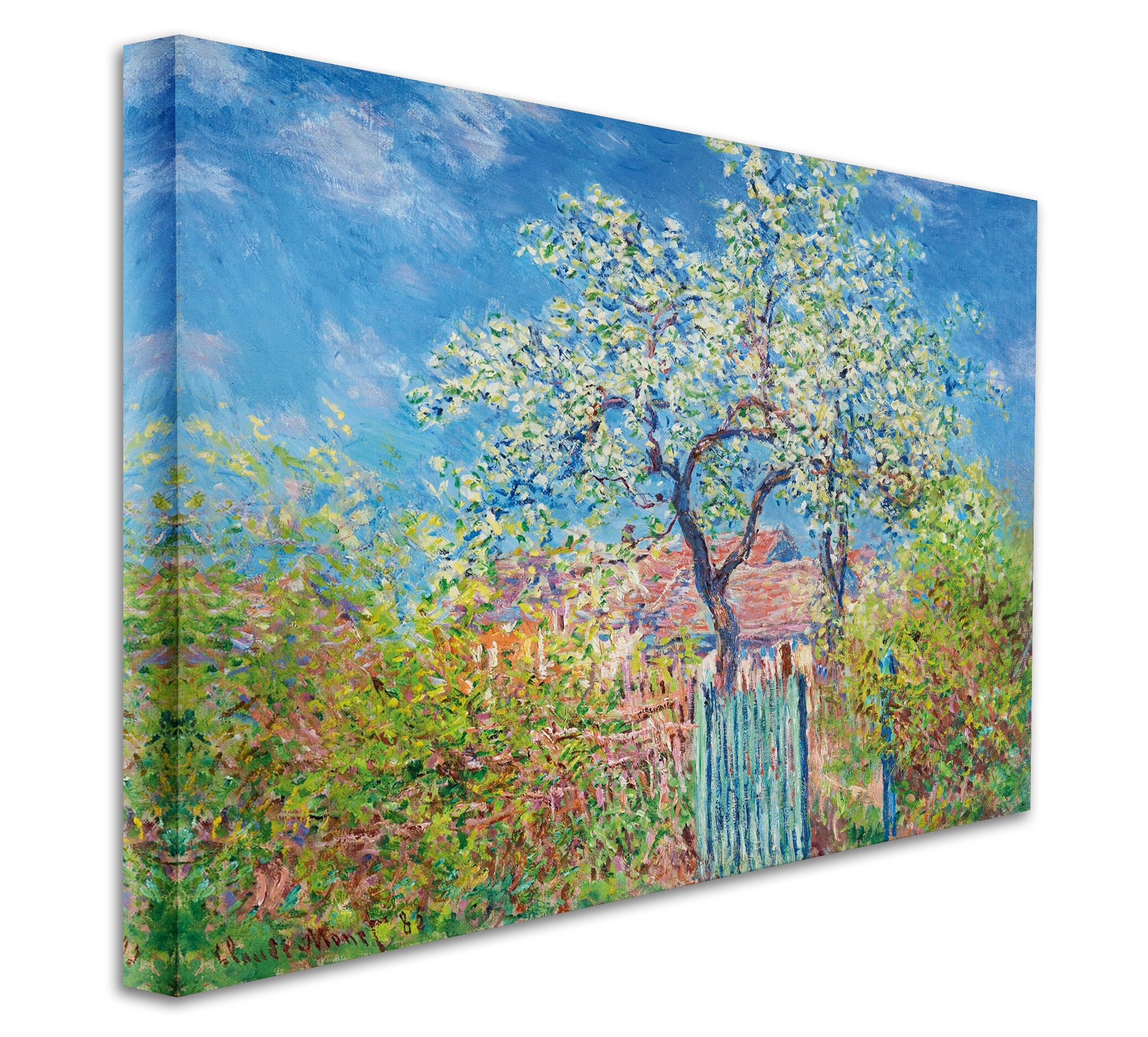 クロード・モネ - 花を咲かせた梨の木 1885年 美術館品質のロールド