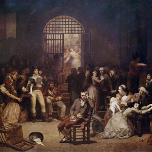 Charles Louis-Lucien Muller - The Roll Call of the Last Victims of the Terror Rolled Oil Painting Museum Quality Reproduction (D4060)