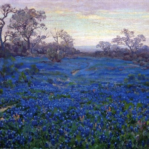 Julian Onderdonk Bluebonnets at Twilight, near San Antonio Rolled Oil Painting Museum Quality Reproduction (D4060)
