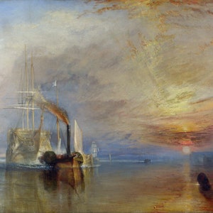 Joseph Mallord William Turner - The Fighting Temeraire 1839 Museum Quality Rolled Oil Painting Reproduction (D4560)