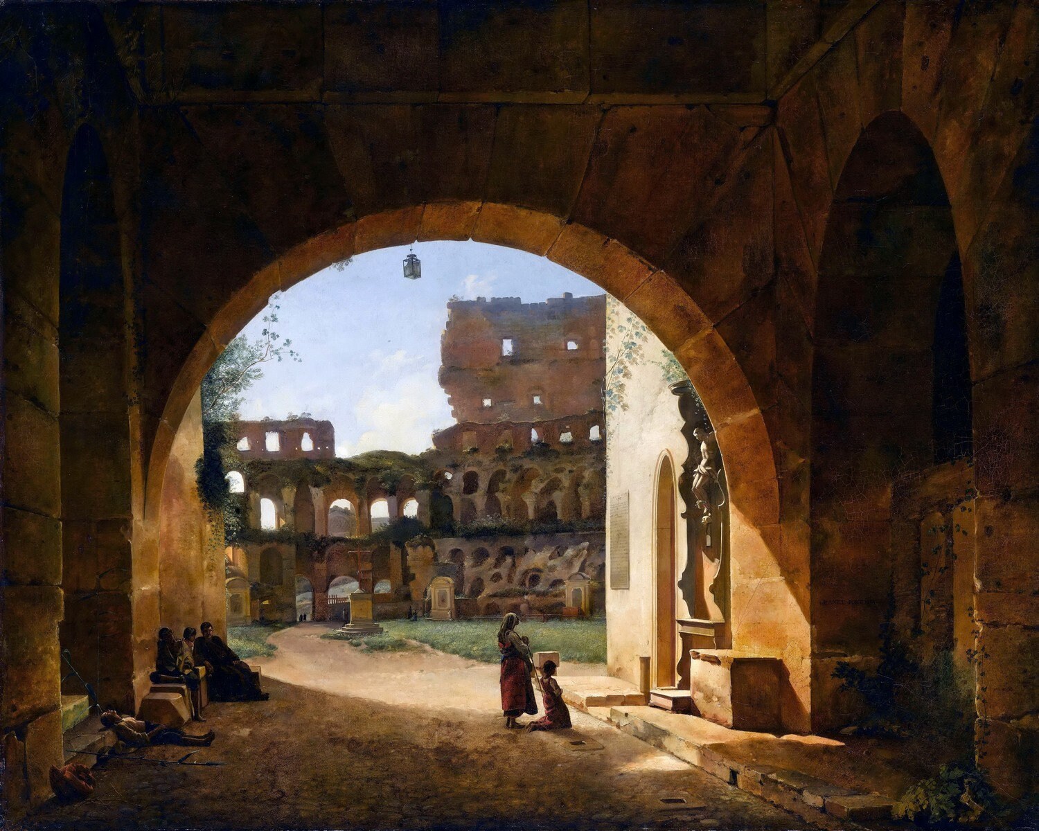Francois-Marius Granet - Interior View of the Colosseum in Rome 1804 Museum Quality Rolled Oil Painting Reproduction (D5060)