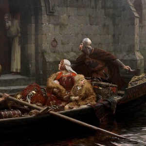 Edmund Blair Leighton - In Times of Peril 1897 Museum Quality Rolled Oil Painting Reproduction (D4560)