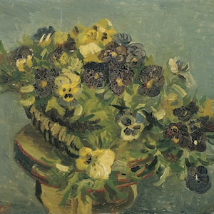 Vincent van Gogh - Basket of Pansies on a Small Table 1887 Museum Quality Rolled Oil Painting Reproduction (D5060)