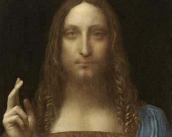 Leonardo Da Vinci Salvator Mundi Rolled Oil Painting Museum Quality Reproduction (D6040)