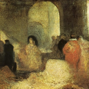 Joseph Mallord William Turner - Dinner in a Great Room with Figures in Costume Museum Quality Rolled Oil Painting Reproduction (D4560)