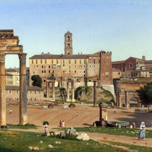 Christoffer Wilhelm Eckersberg - View of the Forum in Rome 1814 Museum Quality Rolled Oil Painting Reproduction (D4560)