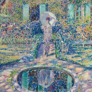 Frederick Carl Frieseke - The Garden 1913 Museum Quality Rolled Oil Painting Reproduction (D5060)