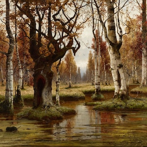 Julius Sergius von Klever - Birch Forest 1883 Museum Quality Rolled Oil Painting Reproduction (D5060)