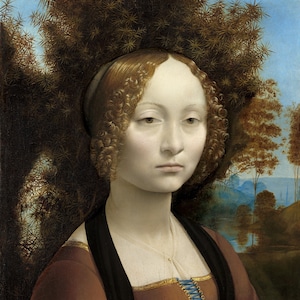 Reproducción de calidad de museo de pintura al óleo de Ginevra de' Benci de Leonardo Da Vinci (D50)