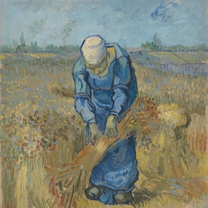 Vincent van Gogh - Peasant Woman Binding Sheaves (After Millet) (1889) Museum Quality Rolled Oil Painting Reproduction (D6045)