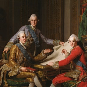 Alexander Roslin King Gustav III of Sweden and his Brothers 1771 Hand Painted Museum Quality Rolled Oil Painting Reproduction (D5060)