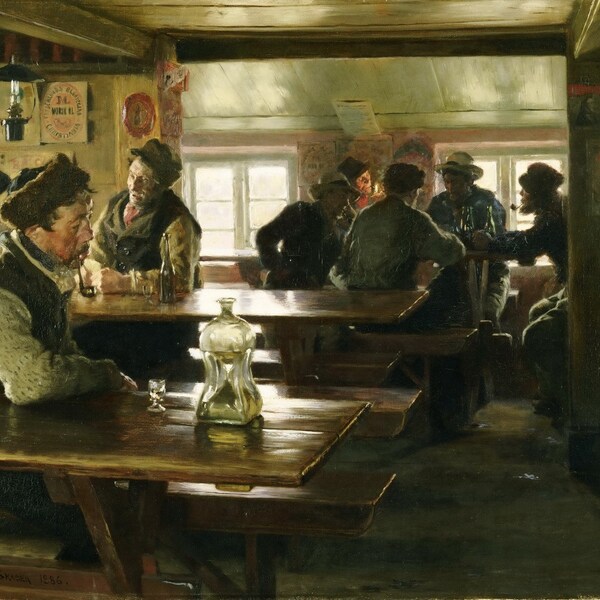 Peter Severin Krøyer - Intérieur d’une taverne 1886 Musée Qualité Peinture à l’huile Reproduction (D4560)