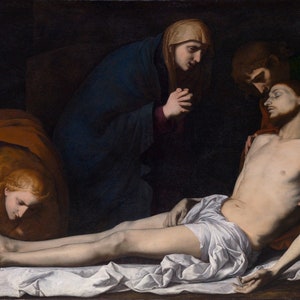 Jusepe de Ribera - The Lamentation over the Dead Christearly (1620s) Museum Quality Rolled Oil Painting Reproduction (D4060)