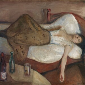 Edvard Munch - Le jour d&#39;après c1894 Reproduction de peinture à l&#39;huile laminée de qualité musée (D4560)