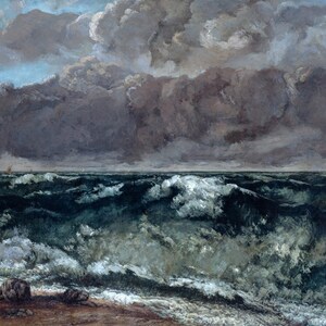 Gustave Courbet - The Wave 1869 Museum Quality Rolled Oil Painting Reproduction (D4560)