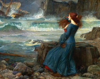 John William Waterhouse - Miranda and the Tempest (1916) Museum Quality Oil Painting Reproduction (D4060)