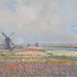 Claude Monet - Tulip Fields near The Hague 1886 Museum Quality Rolled Oil Painting Reproduction (D5060)