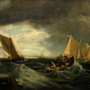 Augustus Wall Callcott - Sheerness and the Isle of Sheppey (after J.M.W. Turner) Museum Quality Rolled Oil Painting Reproduction (D4560)