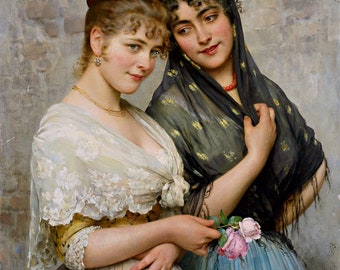 Eugene von Blaas - Venetian Beauties (1898) Museum Quality Oil Painting Reproduction (D6045)