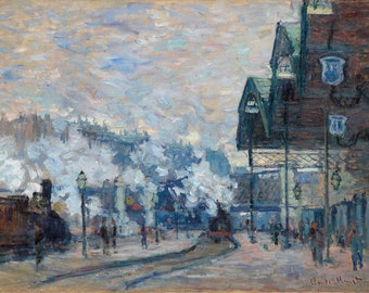 クロード・モネ「サン・ラザール駅」1877年、印象派、高品質手描き油絵