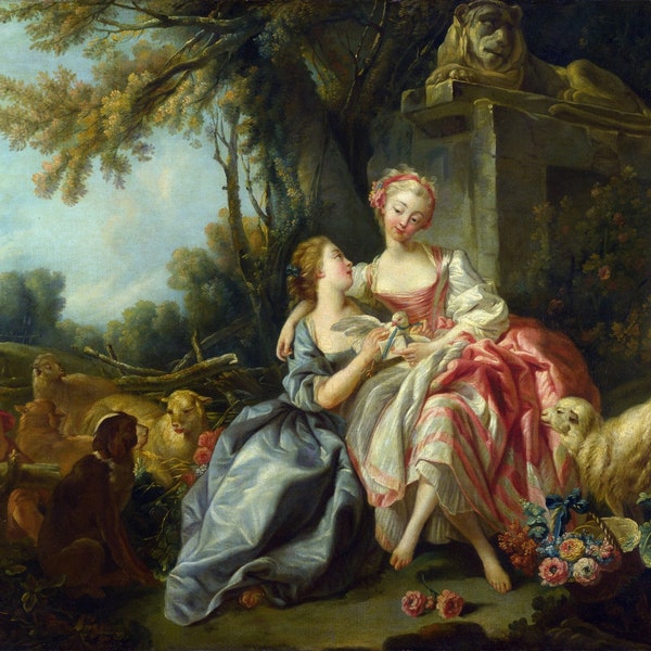 Atelier de François Boucher - Le Musée Billet-Doux 1754 Reproduction de Peinture à l’Huile de Qualité (D4560)