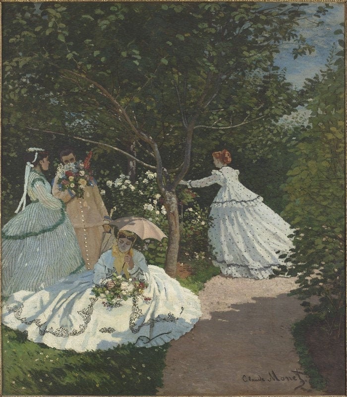 Claude Monet, Women in Garden 1866, Hand Painted Museum Quality Rolled Oil Painting Reproduction (D6050)