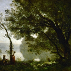 Camille Corot - Souvenir of Mortefontaine 1864 Museum Quality Rolled Oil Painting Reproduction (D4560)