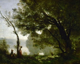 Camille Corot - Souvenir de Mortefontaine 1864 Musée Qualité Peinture à l’Huile Reproduction (D4560)