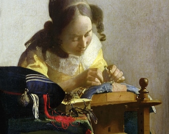 Johannes Vermeer - Die Spitzenmacherin (c.1669-70) Handgemaltes Museum Qualität Ölgemälde Reproduktion (D6050)