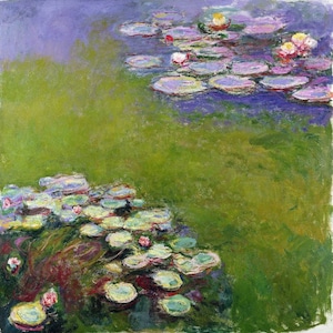 Claude Monet, Water lilies Harmony in Blue 1894, Hand Painted Museum Quality Rolled Oil Painting Reproduction (D50)