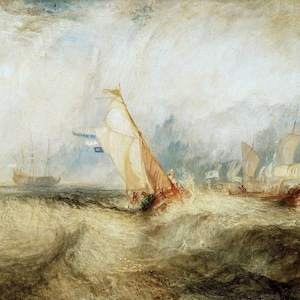 Joseph Malford William Turner - Van Tromp, Schiffe ein Meer, immer eine gute Benetzung (1844 Reproduktion gerollte Ölgemälde in Museumsqualität (D4560)