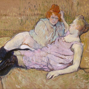 Henri de Toulouse-Lautrec - The Sofa c1894-96 Museum Quality Rolled Oil Painting Reproduction (D4560)